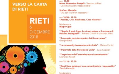 Disastri naturali e comunicazione: il 6 dicembre il via alla call to action per la “Carta di Rieti”